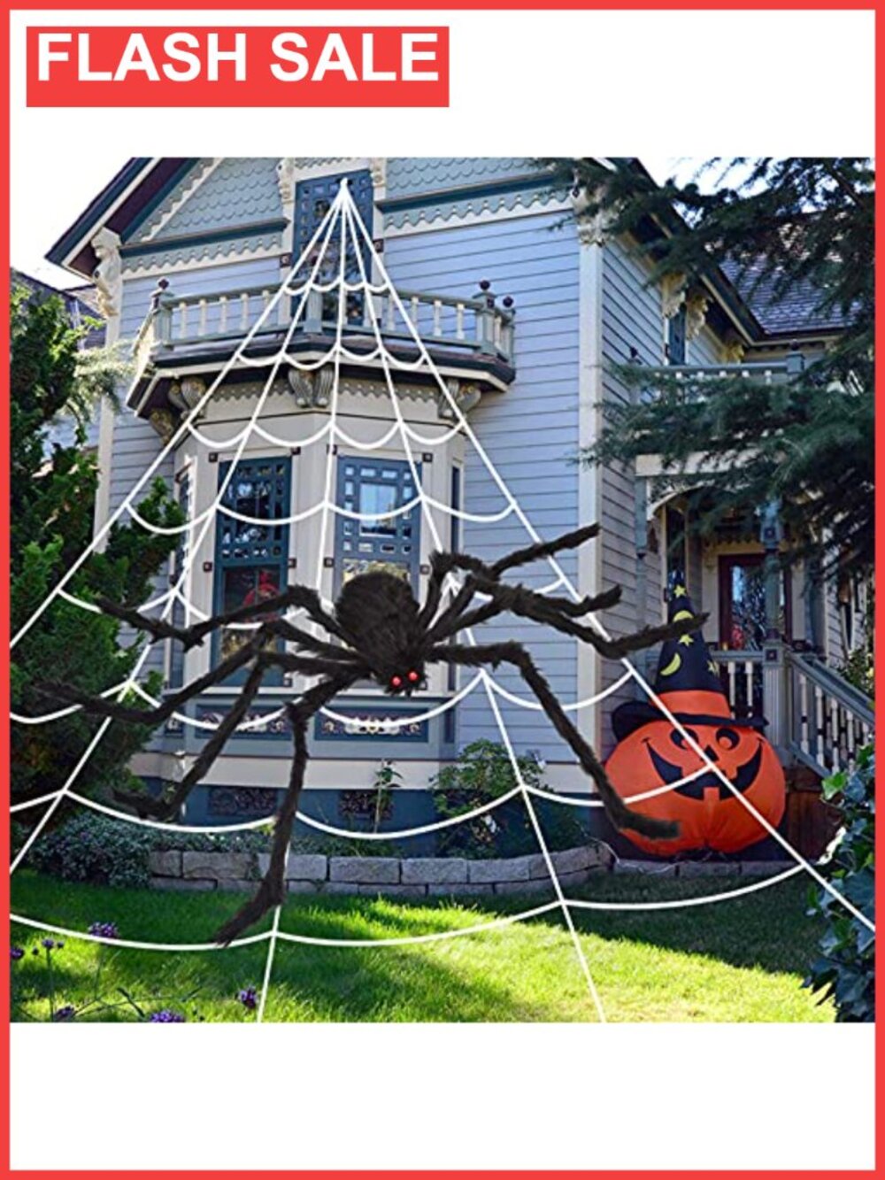 Giant Spider Web 200" Outdoor Halloween Decor with 59" Spider